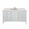 James Martin Vanities Palisades 60in Single Vanity, Bright White w/ 3 CM Eternal Marfil Quartz Top 527-V60S-BW-3EMR